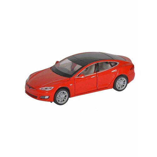 halolo new1 32 tesla model x model3 alloy car model diecasts Машинка обычная Tesla Model S, 16 см, световые и звуковые эффекты, инерция, красная, 1 шт.