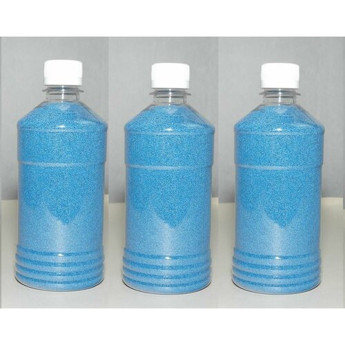 Голубой кварцевый песок 2400 г(3шт по 800 г) для творчества, декора, рисования и светового стола, флорариума (фр. 0,4-0,8)