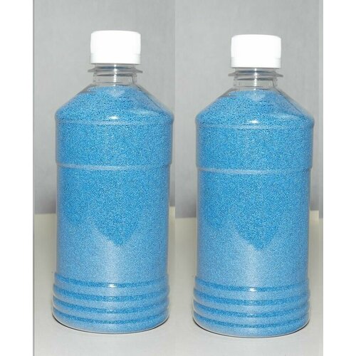 Голубой кварцевый песок 1600 гр (2 шт по 800 гр) для творчества, декора и поделок, рисования и светового стола, флорариума (фракция 0,4-0,8)