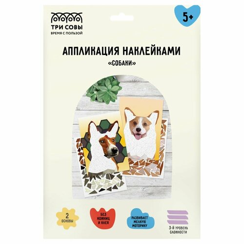 Аппликация наклейками ТРИ совы 