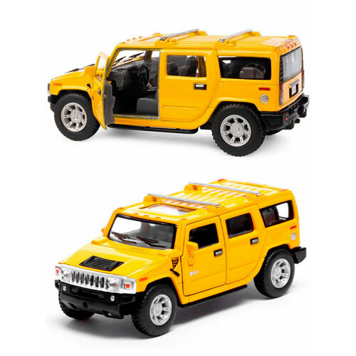 Металлическая машинка Kinsmart 1:40 «2008 Hummer H2 SUV» инерционная, жёлтая KT5337D-4