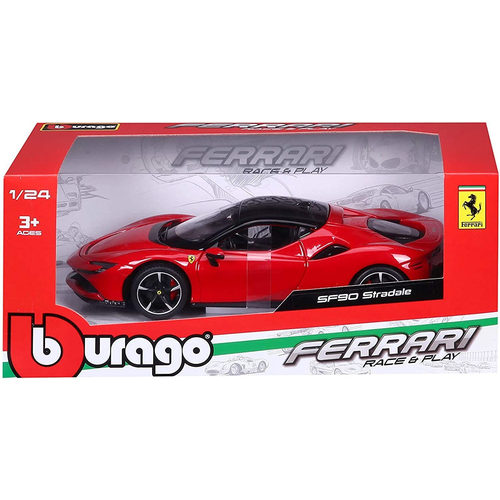 Машинка Bburago металлическая коллекционная 1:24 Ferrari R&P SF90 Stradale 18-26028 модель автомобиля bburago ferrari f1 sf90 16 себастьян из сплава 1 43 2019