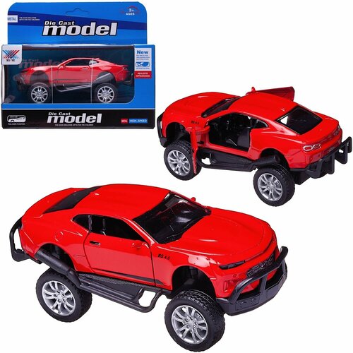 машинка serinity toys hummer н2 грязный 5097dykt 1 40 13 см красный Машинка Джип, 1:32 с открывающимися дверцами (красный), инерционный, с элементами из металла, 13х5,7х5,2 см - Junfa Toys [WT-10553/красный]