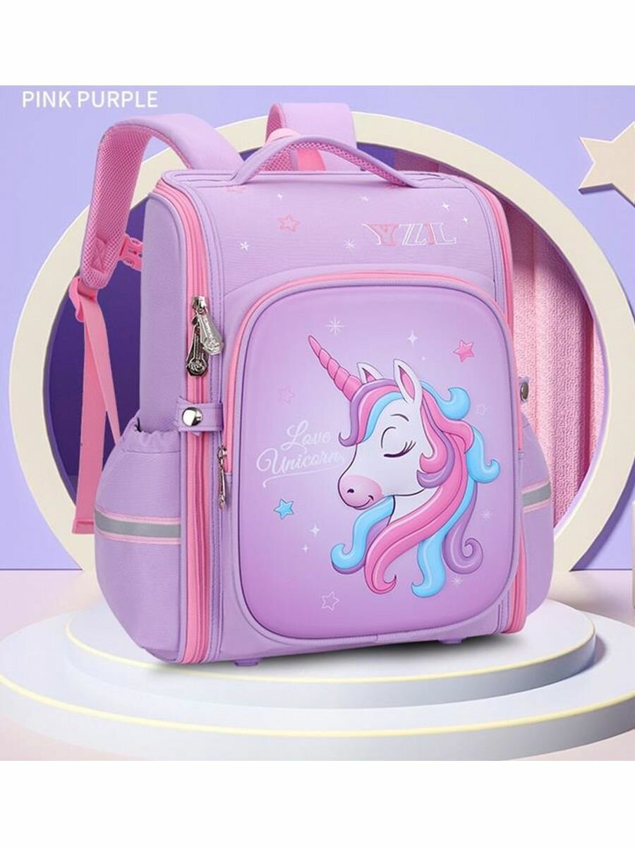 Рюкзак школьный для девочки, ортопедический, водоотталкивающий, светоотражающие элементы, розовый