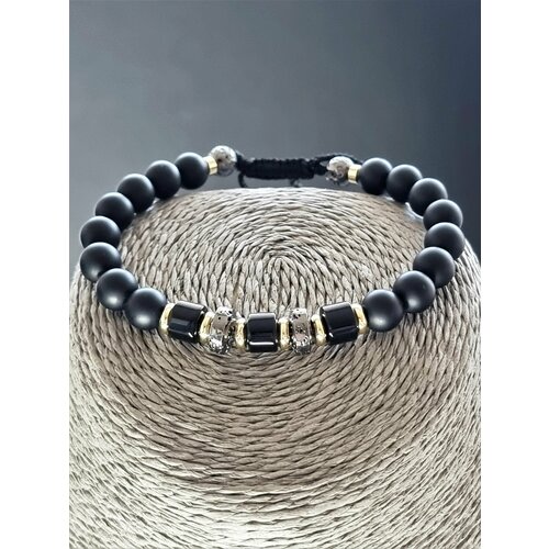 фото Браслет, агат, вулканическая лава, 1 шт., черный sinjorina