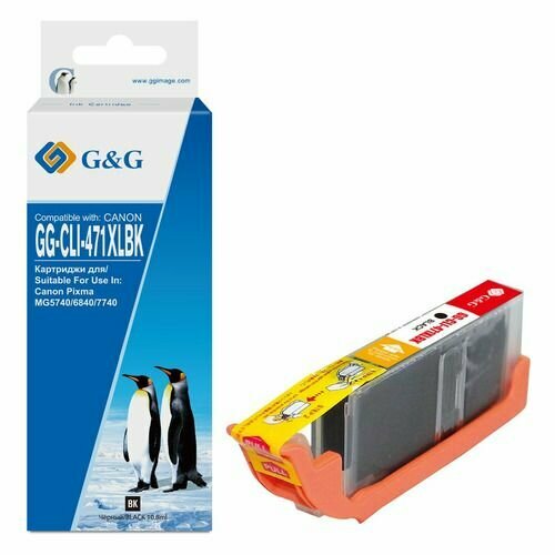 Картридж G&G GG-CLI-471XLBK, фото черный / GG-CLI-471XLBK картридж pg 445 bk xl увеличенной емкости для струйного принтера canon pixma