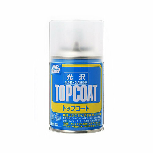 mr hobby b 503 лак матовый аэрозольный topcoat flat spray 86 мл Лак-спрей глянцевый Topcoat, 88 мл, Mr Hobby (Япония)