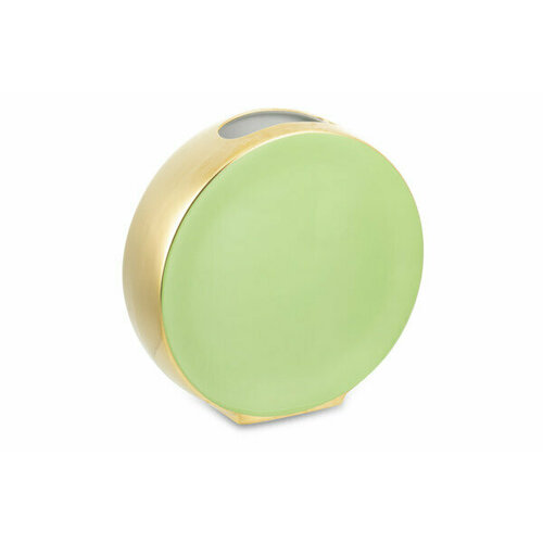 Ваза круглая Legle 26 см, фарфор, мятная, золотая, п/к