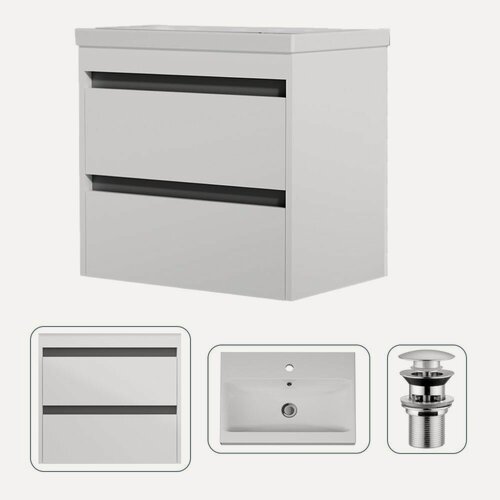 Изображение товара Тумба с раковиной в ванную AM.PM Pulse 60 см, с донным клапаном хром, подвесная