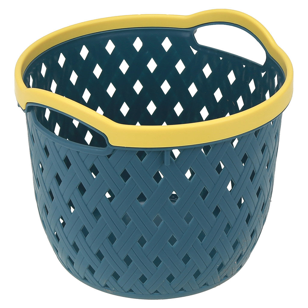 фото "Домашняя мода" Корзина пластмассовая для хранения "Лоза" 19,5х19,5см h16,5см, с ручками, синий (Китай)