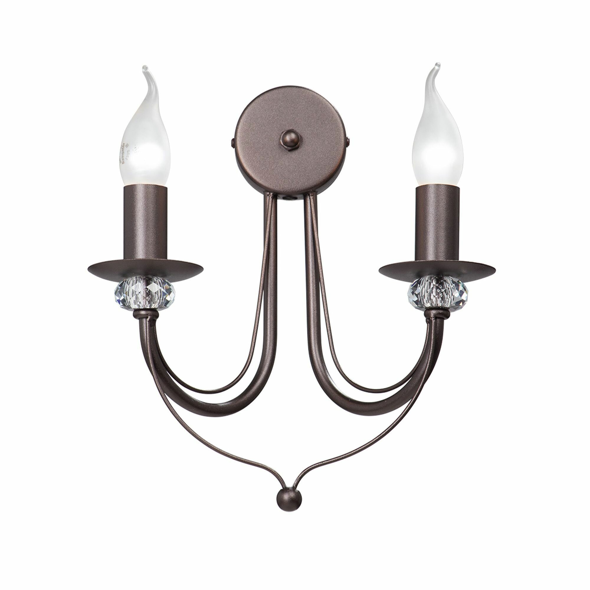 фото Настенный светильник бра Vitaluce Рига 2 лампы 6м² Е14 цвет коричневый