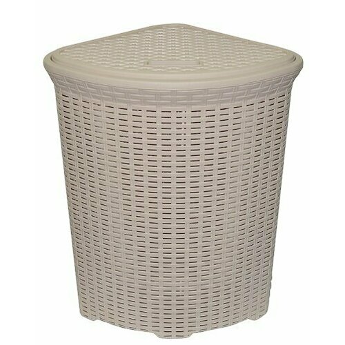 Корзина 60,0 л для белья угловая Ротанг слоновая кость