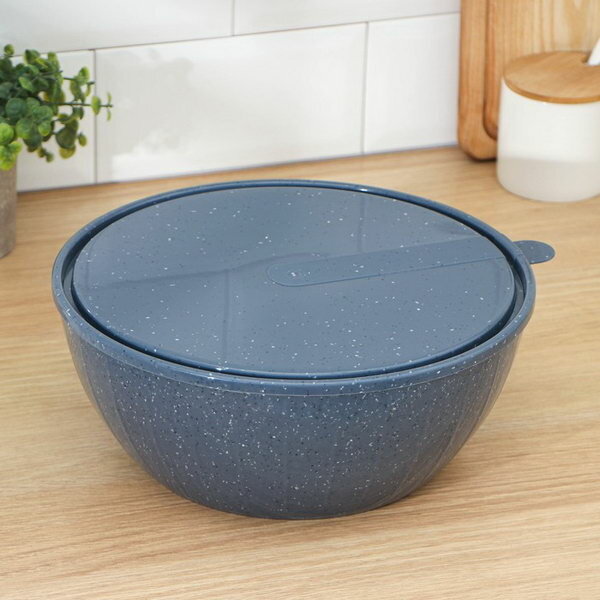 фото Салатник с крышкой STONE, 5 л, цвет темный камень