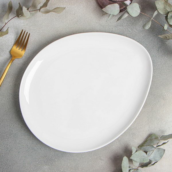 Блюдо фарфоровое сервировочное "Бланш", d=28 см, цвет белый