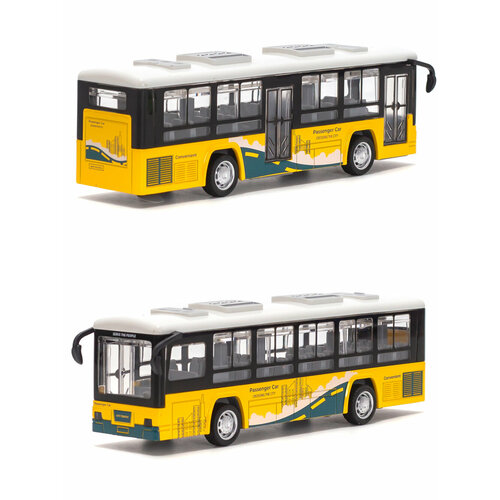 Машинка металлическая инерционная, автобус моделька, желтый