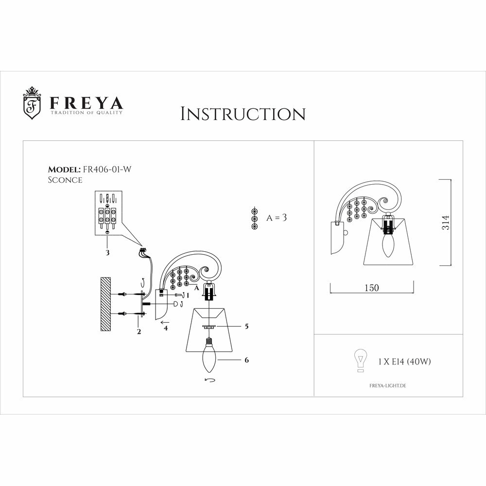 Настенный светильник FREYA Lorette FR2406-WL-01-WG, E14, 40 Вт, белый - фотография № 5