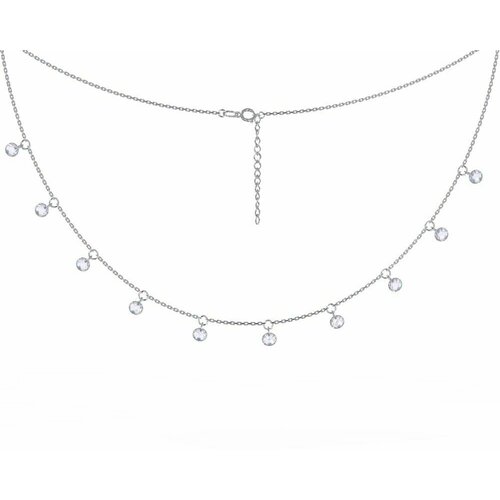 Колье Колье с мерцающими фианитами 38 - 40 см из родированного серебра 925, серебро, 925 проба, фианит, длина 38 см., серебристый