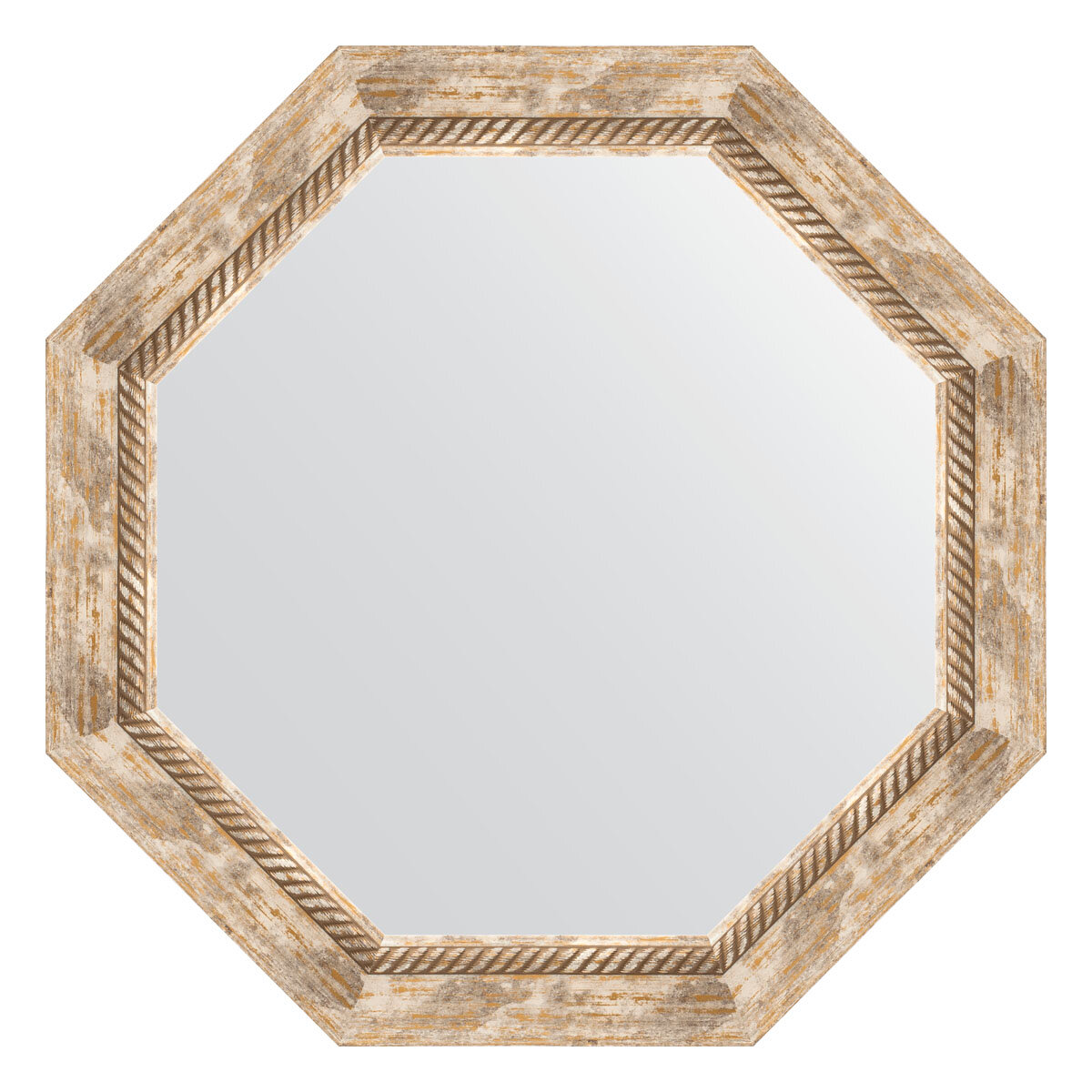 Зеркало настенное Octagon EVOFORM в багетной раме прованс с плетением 632х632 см для гостиной прихожей спальни и ванной комнаты BY 3758