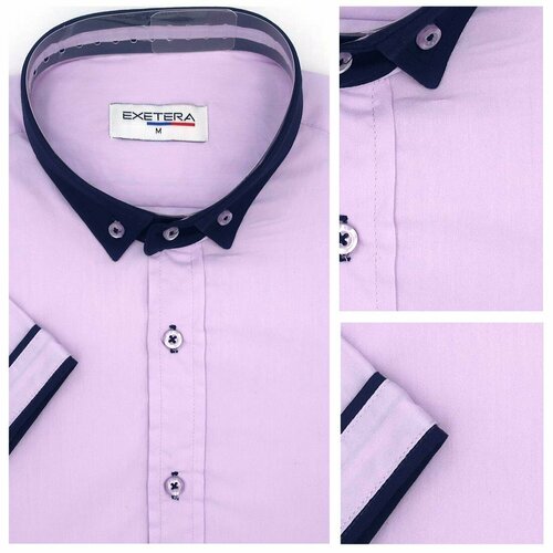 рубашка zara kids slim fit mock layer белый Рубашка Exetera, размер M, фиолетовый