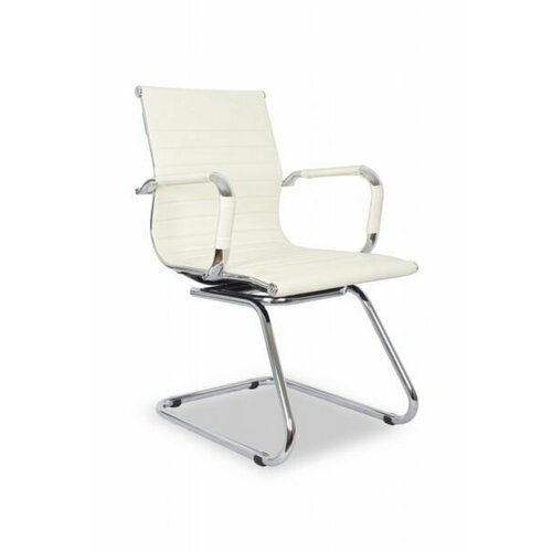Офисное кресло для посетителей College CLG-620 LXH-C ширина сиденья 48 см, обивка кожа PU, каркас металлический хромированный бежевый