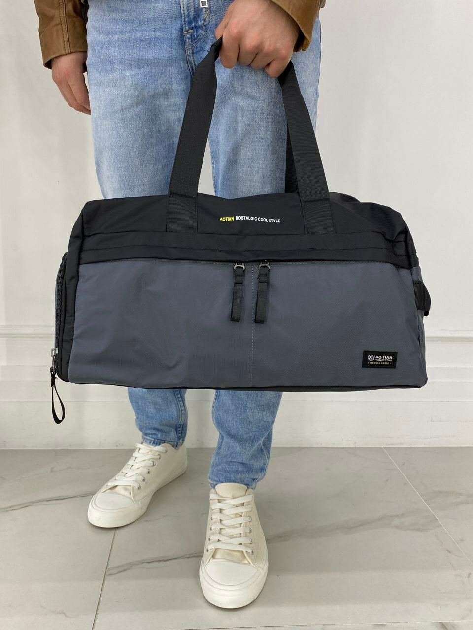 Спортивная сумка; дорожная сумка; ручная кладь; 3062 серая - фотография № 6