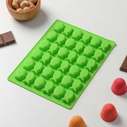 Форма для мармелада Доляна Рыбки силикон 185141 см 36 ячеек 2515 см цвет зелёный 464₽