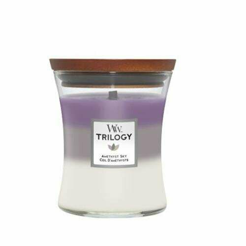 Свеча WoodWick Trilogy Warm Woods (Fireside, Redwood, Sandalwood Clove) (92911), средняя, синий