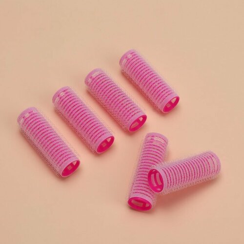 Бигуди Липучка d 19 см 6 шт цвет розовый 253₽