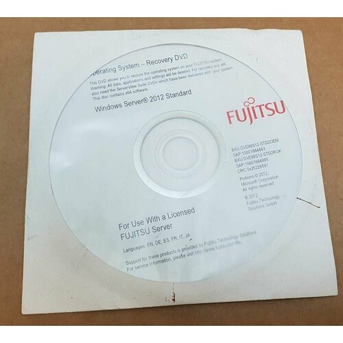 Дистрибутив (диск) MS WIN SERVER 2012 STANDARD FUJITSU DVD fujitsu система хранения данных fujitsu celvin nas server q700 w o hdd nas enclosure for 2hdd 2y s26341 f103 l170