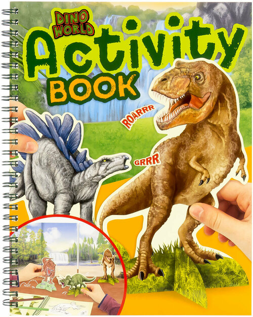 Альбом для игр и раскрашивания Динозавры с картонными фигурками Dino World Activity Book