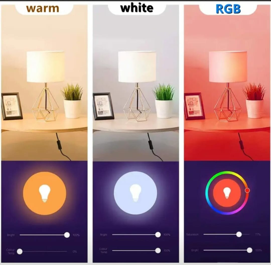 Умная цветная лампочка для Яндекс Алисы LED светодиодная Wi-Fi RGB