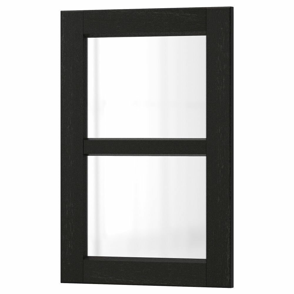 фото Стеклянная дверь, черная морилка 40x60 см IKEA лерхюттан 703.565.20
