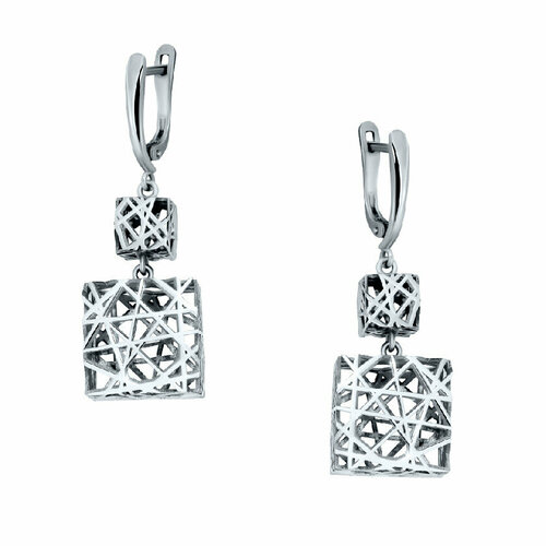 Серьги серебро, 925 проба, белый, золотой