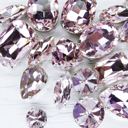 МЦ-ПЦ-1318 Хрустальные стразы в металлических цапах, форма: Октагон 13х18 мм, цвет: микс, 50 шт.