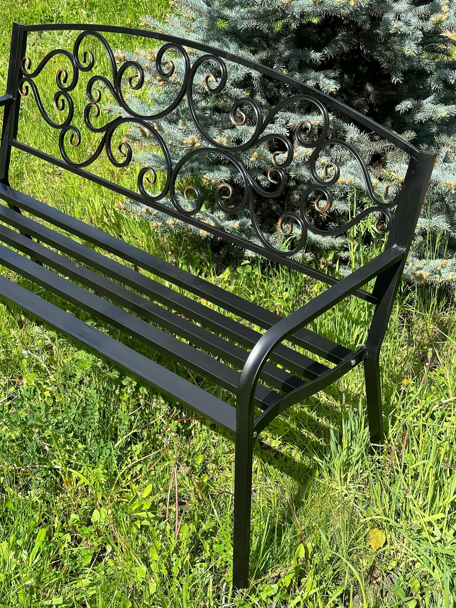 Скамейка садовая Ника 1,2м, скамейка металлическая кованая - фотография № 11