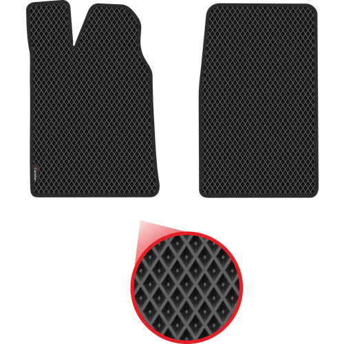 Передние коврики EVA для Lada ВАЗ 2106 (1976-2006), чёрные с чёрным кантом, ячейка - ромб