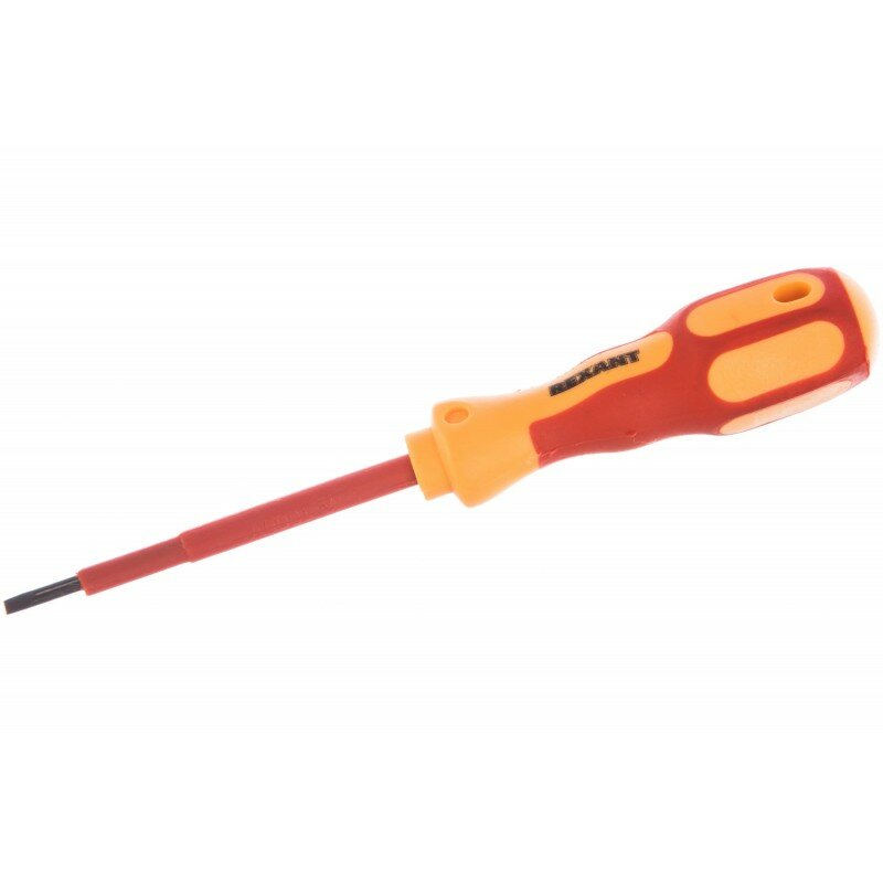 фото Отвертка REXANT шлицевая диэлектрическая SL3 х 75 мм, до 1000 В, двухкомпонентная рукоятка