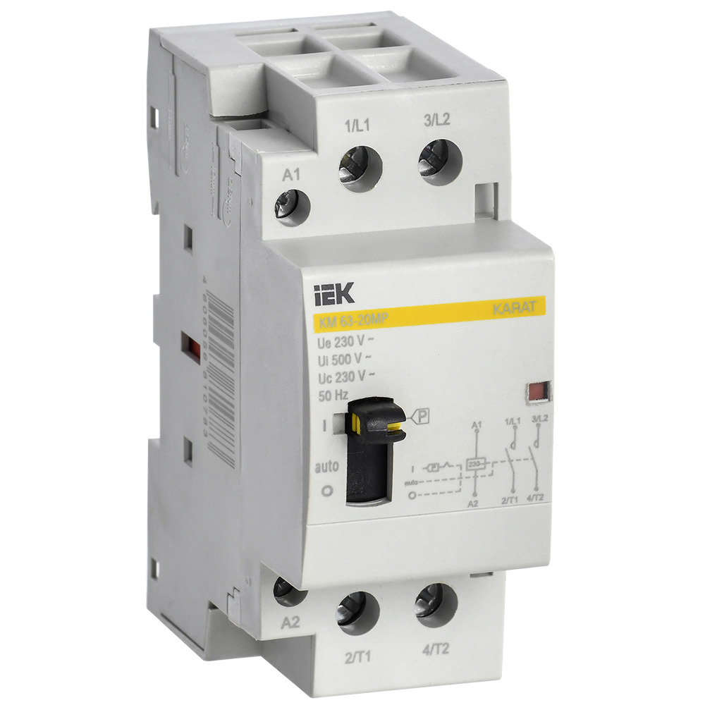 фото Контактор модульный с ручным упр. КМ63-20МР AC KARAT, IEK MKK12-63-20 (1 шт.)