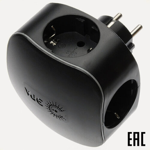 Изображение товара Тройник SP-3e-USB-BLACK на 3 розетки "евро" со шторками 2 USB 5B 2000mA черный ЭРА