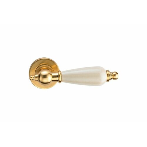 Ручка дверная на круглой накладке ARCHIE REDONDO S. GOLD матовое золото/керамика слоновая кость