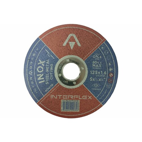 Круг отрезной круг INOX A046TBF 125x1.6x22 мм, Т41, нержавеющая сталь, металл Interflex 4079121610