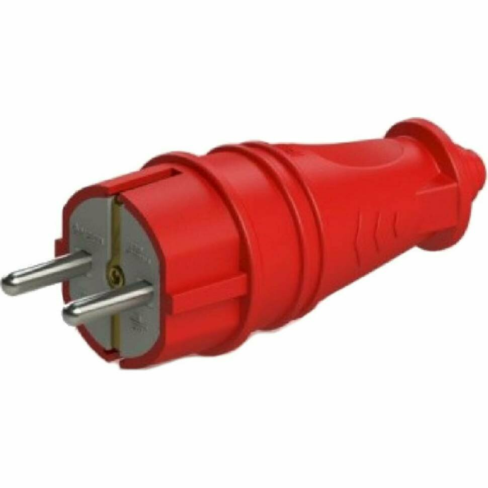фото Штепсельная прямая вилка NE-AD с заземлением 16А евро красный (каучук) (30/300) 4401