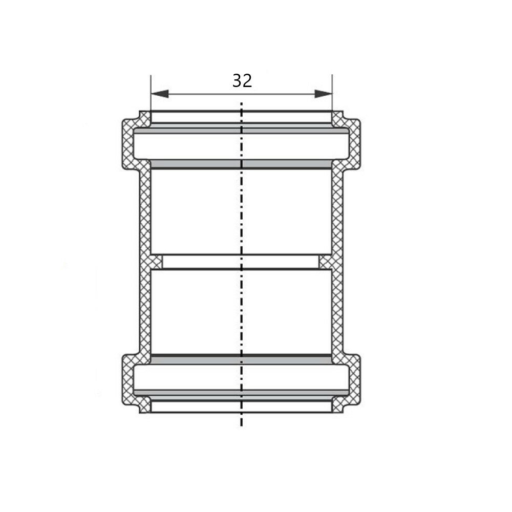 Муфта канализационная РТП d32 соединительная серая