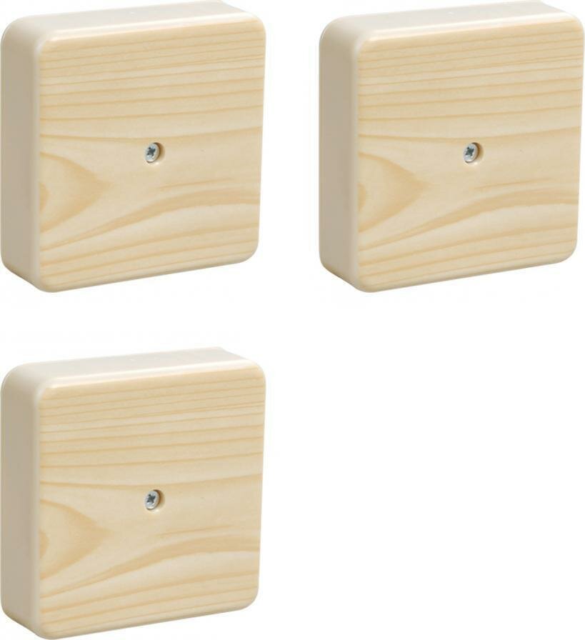 фото Коробка распределительная для кабельных каналов IEK КМ41222-04 100x100x44 квадратная 6 вводов для открытого монтажа IP20 сосна (комплект из 3 шт)