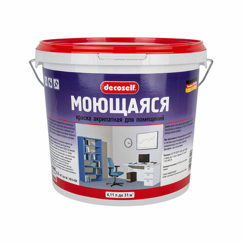 Пуфас Краска моющаяся белая Decoself мороз. (4,11л=6,5кг) КМ