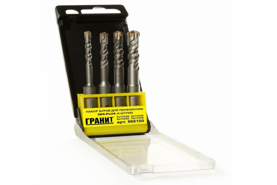 фото Набор из 4х Буров SDS-PLUS Quadro-X гранит 5х110.6х110.8х110.10х110