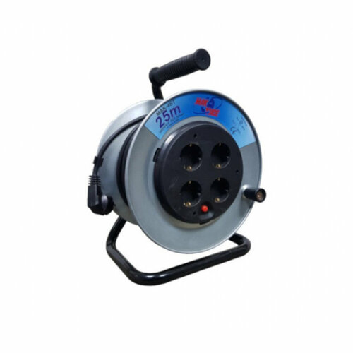 MTG удлинитель на катушке металлический, однофазный 4X220В MT248А H05VV-F 3x1,50мм2 25м 7335