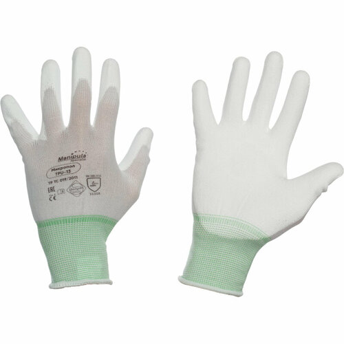 Перчатки защитные нейлон с п/у, белый Manipula микропол (TPU-13/MG-162) р.7 перчатки защит нейлон manipula микростатик mg 164 р 7 manipula specialist 1425063