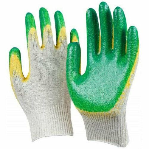 Перчатки трикотажные с 2-м латексным обливом Зелен.