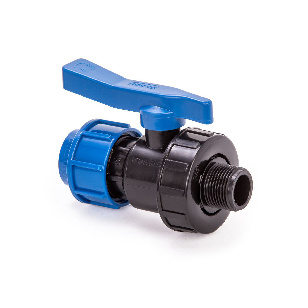 фото Кран шаровой компрессионный для ПНД труб Lammin, наружная резьба, 25 x 3/4'